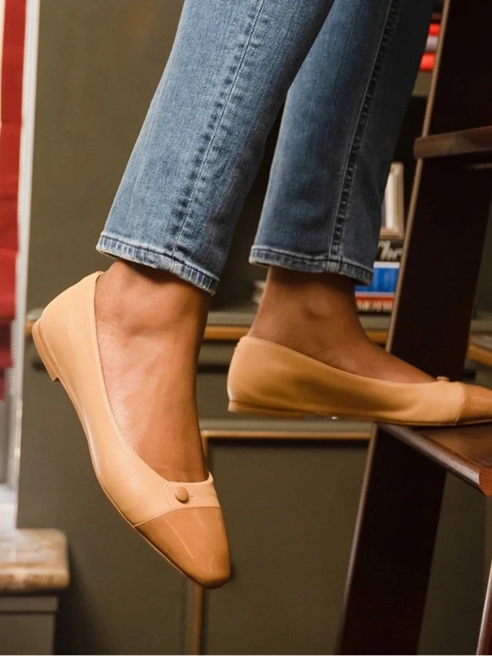 Sarah Flint • Sacchetto Ballet Flat cap toe Sand nude beige leather nappa patent